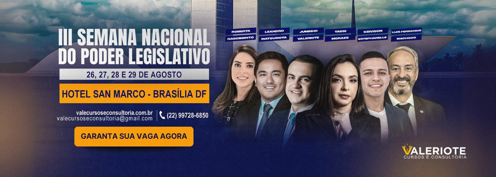 Banner Home - III Semana Nacional do Poder Legislativo - BrasíliaDF - Valeriote Cursos