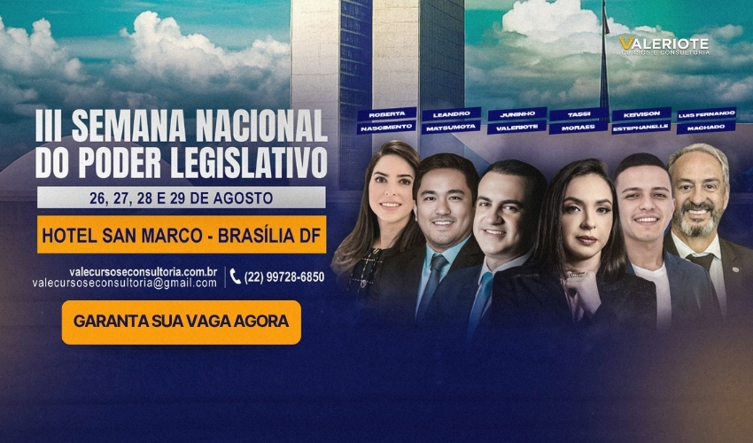 Banner Home Responsivo - III Semana Nacional do Poder Legislativo - BrasíliaDF - Valeriote Cursos