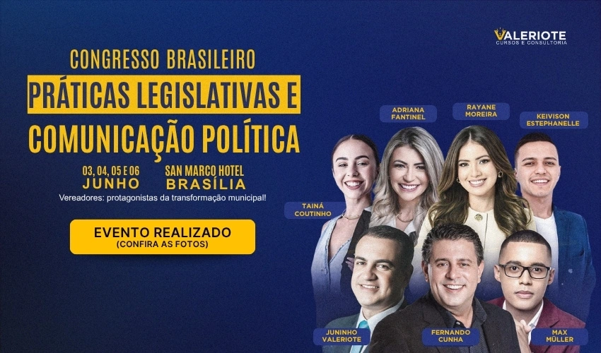 Banner Responsivo Home - Congresso Brasileiro de Práticas Legislativas e Comunicação Política - BrasíliaDF - Valeriote Cursos - Realizado