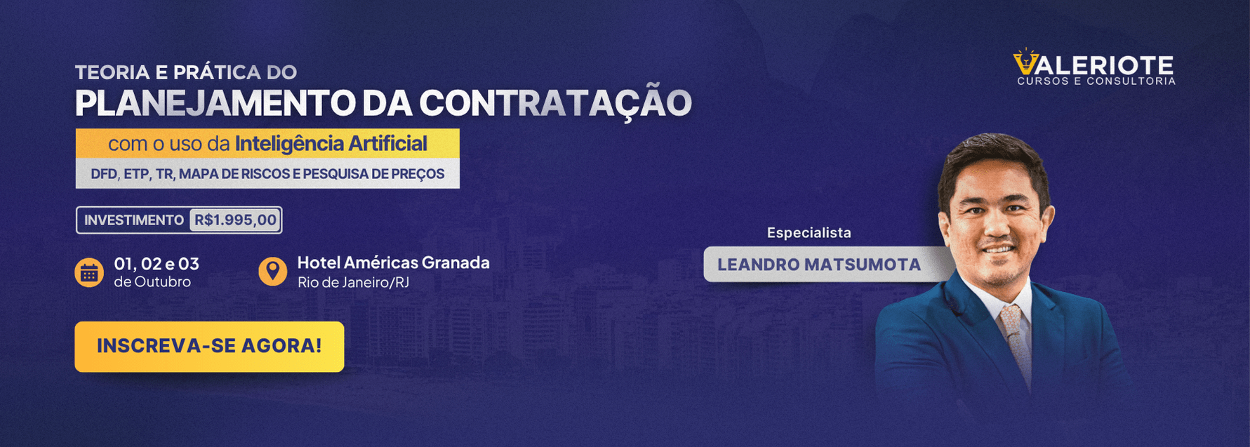 Banner Home - Planejamento da Contratação com Apoio de Inteligência Artificial Da Demanda à Gestão de Riscos - Rio de Janeiro RJ - Valeriote Cursos